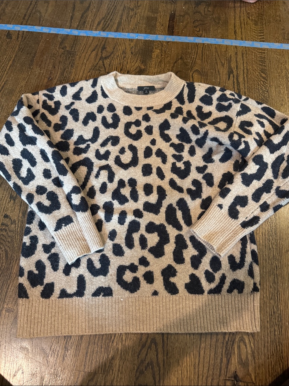 J. Crew Women’s Leopard Print Crewneck Sweater - Beige and Black